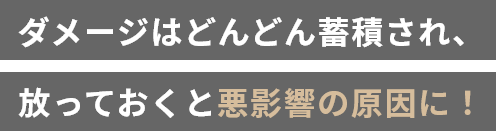 ダメージはどんどん蓄積され、放っておくと悪影響の原因に！
